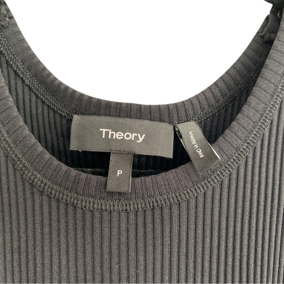 theory  vinessi ribbed pleated asymmetric maxi dress in black, size P (smallish) - Picture 7 of 9